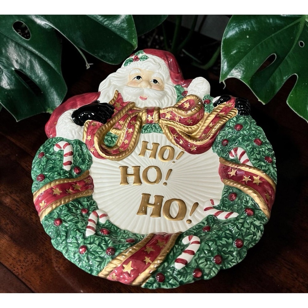 Fitz & Floyd Essentials Ho Ho‎ Ho Santa Claus Canape Plate Christmas Appetizer